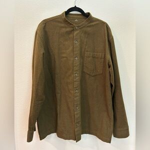 Men’s Washed Oxford Stand Collar Long Sleeve Shirt